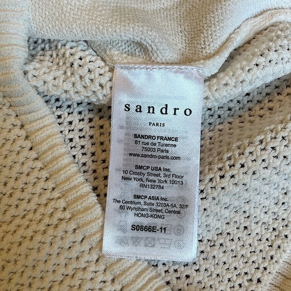 Sandro Paris | White Fringe Open Knit Sweater Size 1/small Western Festial Boho - Picture 10 of 12